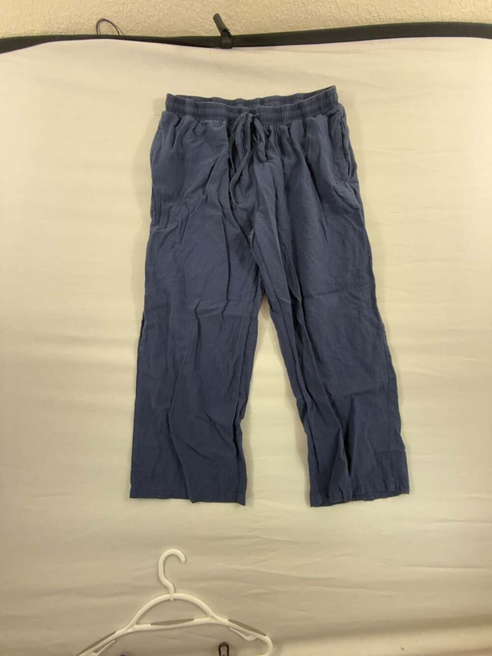 Coofandy Men's Casual Cotton Linen Drawstring Pants Blue Size XL